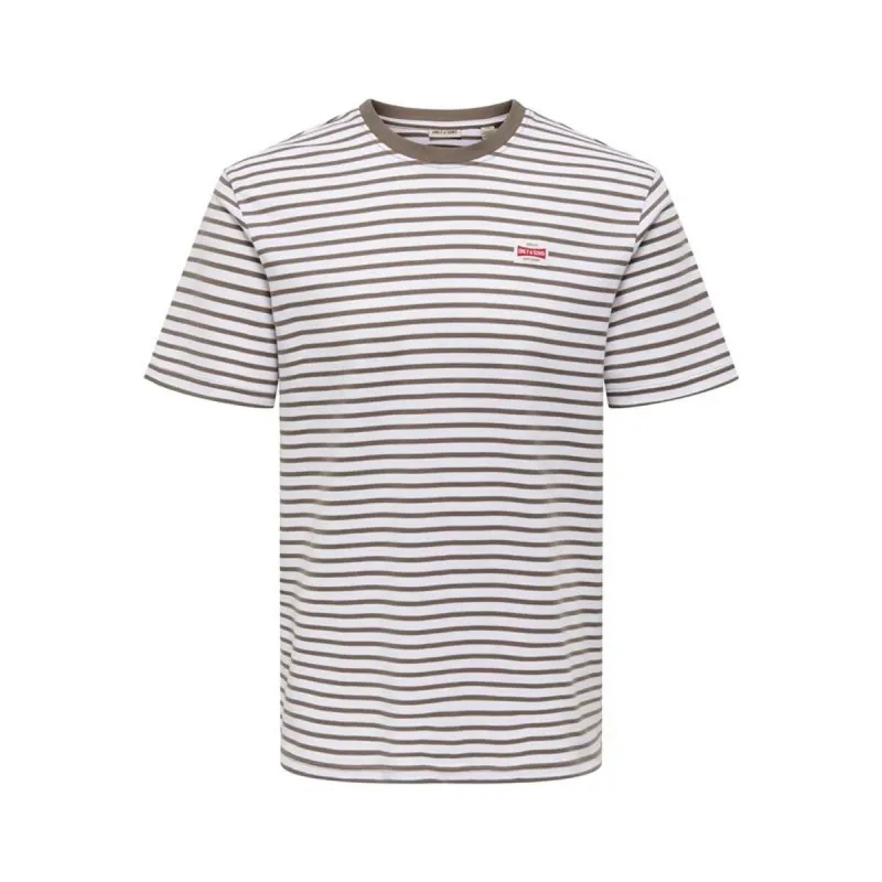 Vīriešu Krekls ar Īsām Piedurknēm Only & Sons Onsdawson Reg Stripe Gaiši brūns