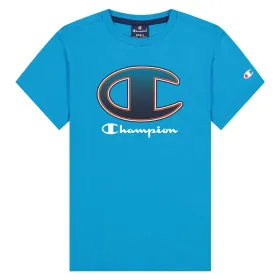 Laste Lühikeste varrukatega T-särk Champion Crewneck Big Logo Boy Blue Sinine