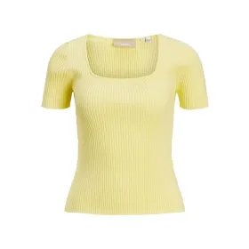 Naisten T-paita Jack & Jones Jxsky Ss Knit Keltainen
