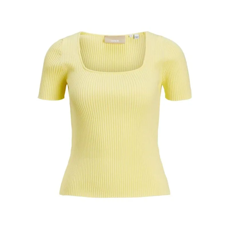 Moteriški marškinėliai su trumpomis rankovėmis Jack & Jones Jxsky Ss Knit Geltona