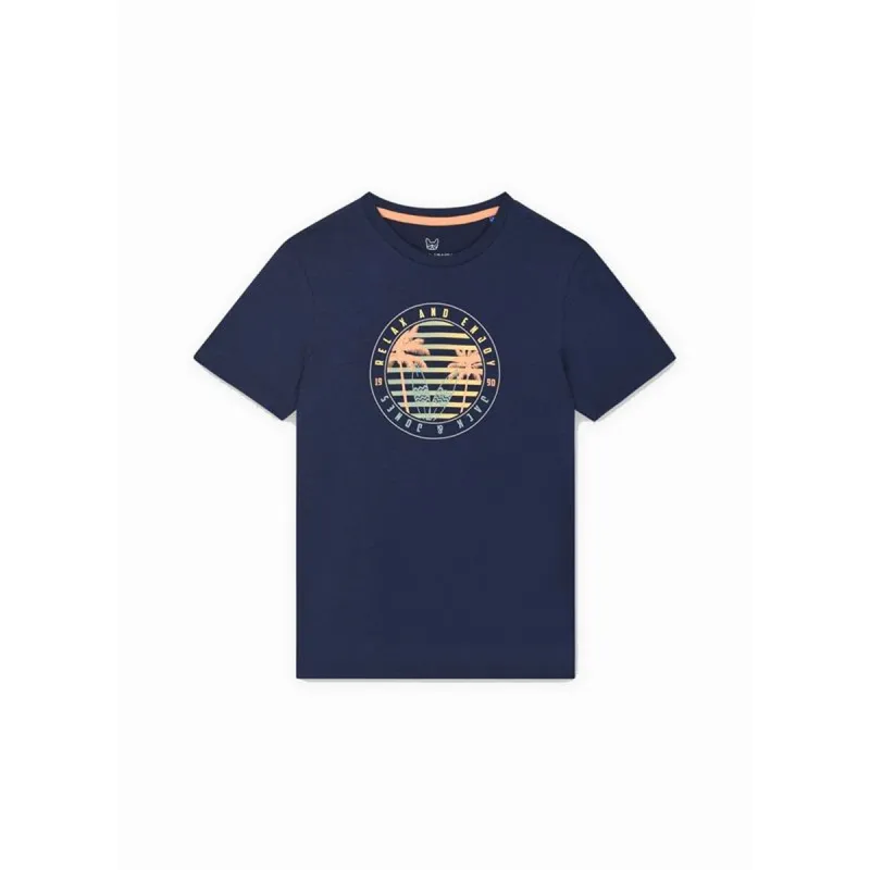 Vaikiška Marškinėliai su trumpomis rankovėmis Jack & Jones Jjsummer Smu Vibe Tee Ss Crew Tamsiai mėlyna