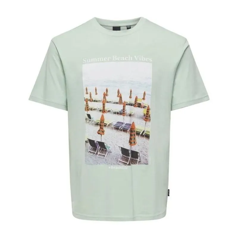 Vīriešu Krekls ar Īsām Piedurknēm Only & Sons Onskolton Reg Beach Surf Melns