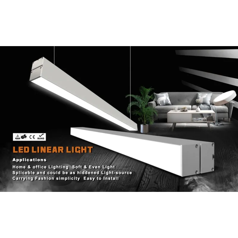 LED linijinis šviestuvas SMD 2835 96 vnt., 1980 lm, AC200-240V, CRI80, aliuminis + PC