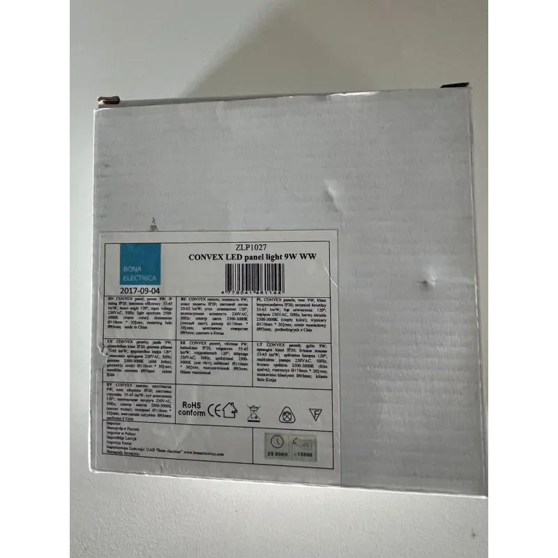 KUMERALNE LED-paneelvalgusti 9W WW