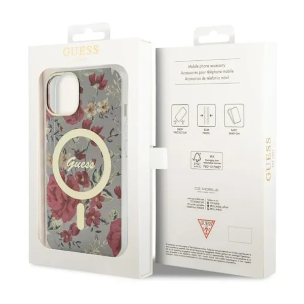 Guess Flower MagSafe - Case for iPhone 14 (Green)