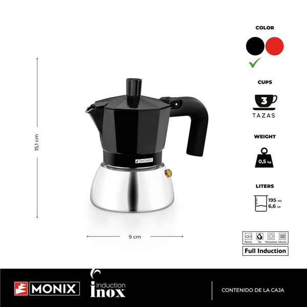 Italian Coffee Pot BRA INOX BLACK 3T Black