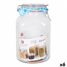 Glass Jar Borgonovo 33216 Hermetic Transparent 3,1 L 13 x 13 x 24 cm (6 Units)