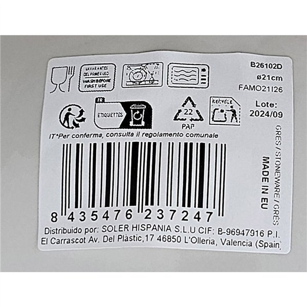 Deep Plate La Mediterránea Barroc Porcelain (12 Units) (ø 21 x 5,3 cm)