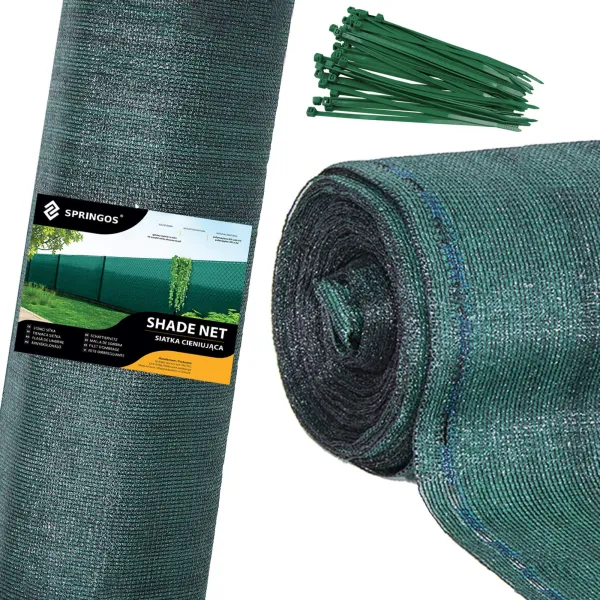 Затеняющая сетка Springos SN0020 65 г/м2 1,5x25м 100 Кабельные стяжки, зеленые