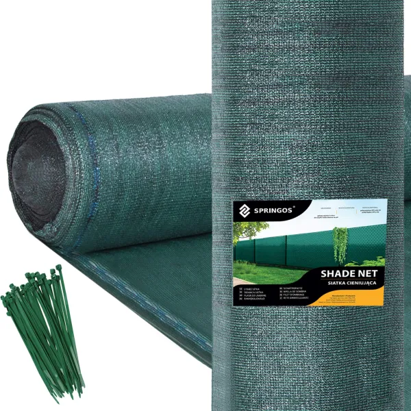 Затеняющая сетка Springos SN0020 65 г/м2 1,5x25м 100 Кабельные стяжки, зеленые