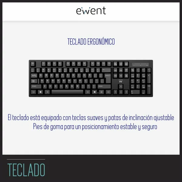 Keyboard Ewent EW3281 Black Spanish Qwerty QWERTY