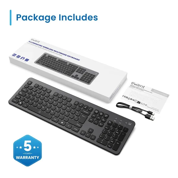Keyboard Ewent EW3296 Black Grey Spanish Qwerty AZERTY
