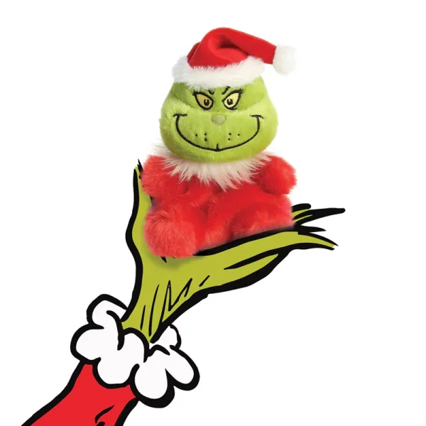 Grinch - Plush toy / cuddly sitting Grinch in Santa Claus outfit 13 cm from the Palm Pals collection Eco-Friendly