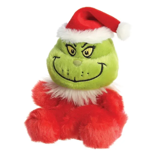 Grinch - Plush toy / cuddly sitting Grinch in Santa Claus outfit 13 cm from the Palm Pals collection Eco-Friendly