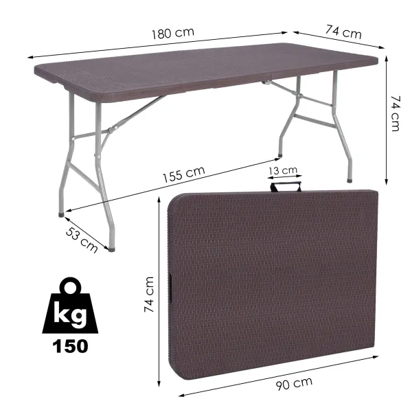 Taittopöytä Springos GF0055 180cm ruskea