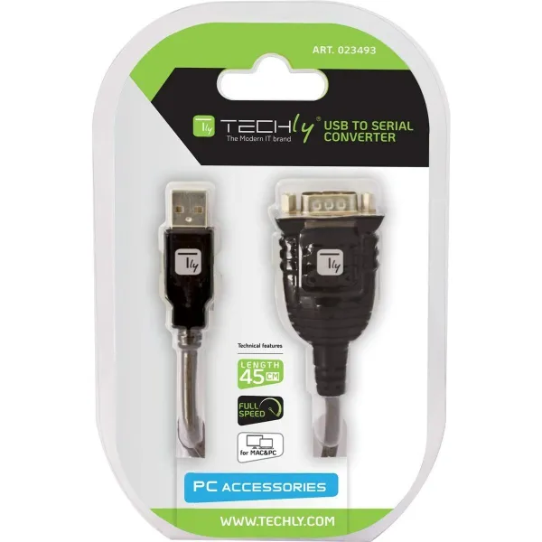 USB – serijinis prievadas adapteris Techly IDATA USB-SER-2T 45 cm