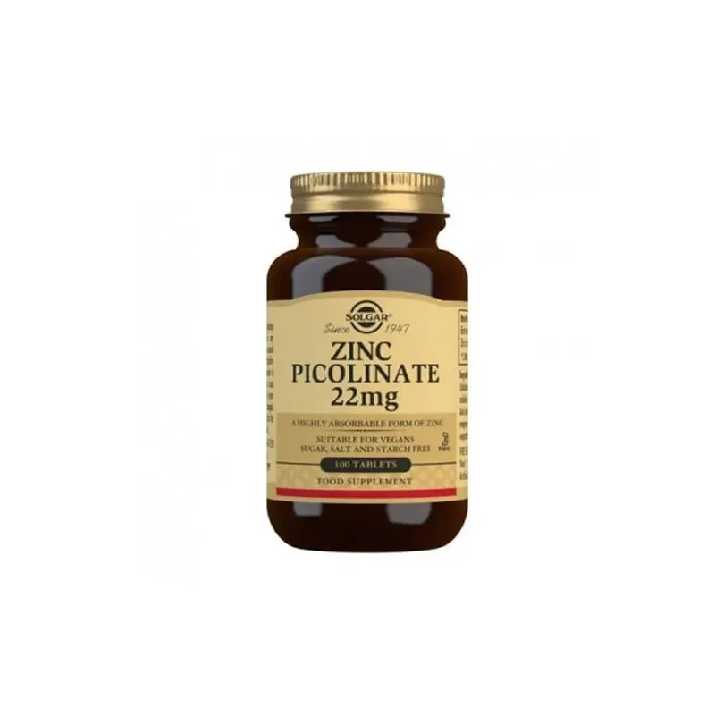 Solgar Picolinato Zinc 22mg 100 Tablets