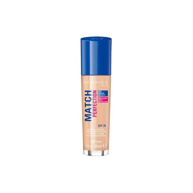 Rimmel London Match Perfection Foundation Spf20 100 Ivory 30ml