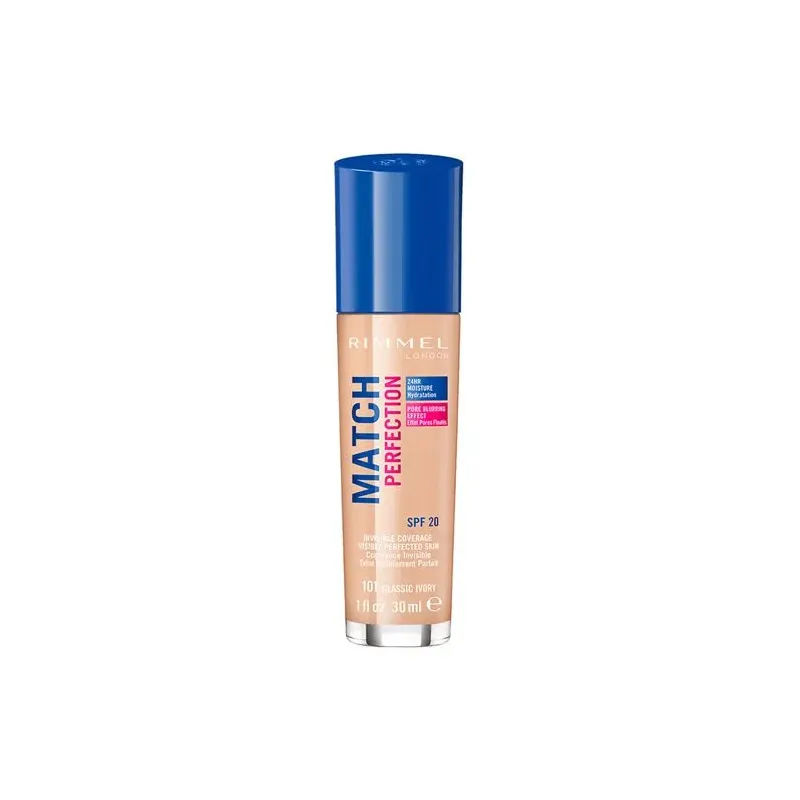 Rimmel London Match Perfection Foundation Spf20 101 Classic Ivory 30ml