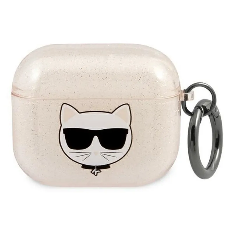 Karl Lagerfeld Choupette Head Glitter - Case for AirPods 3 (Gold)