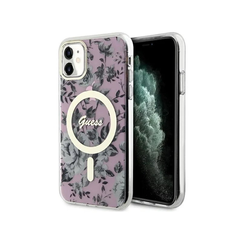 Guess Flower MagSafe - Case for iPhone 11 (Pink)