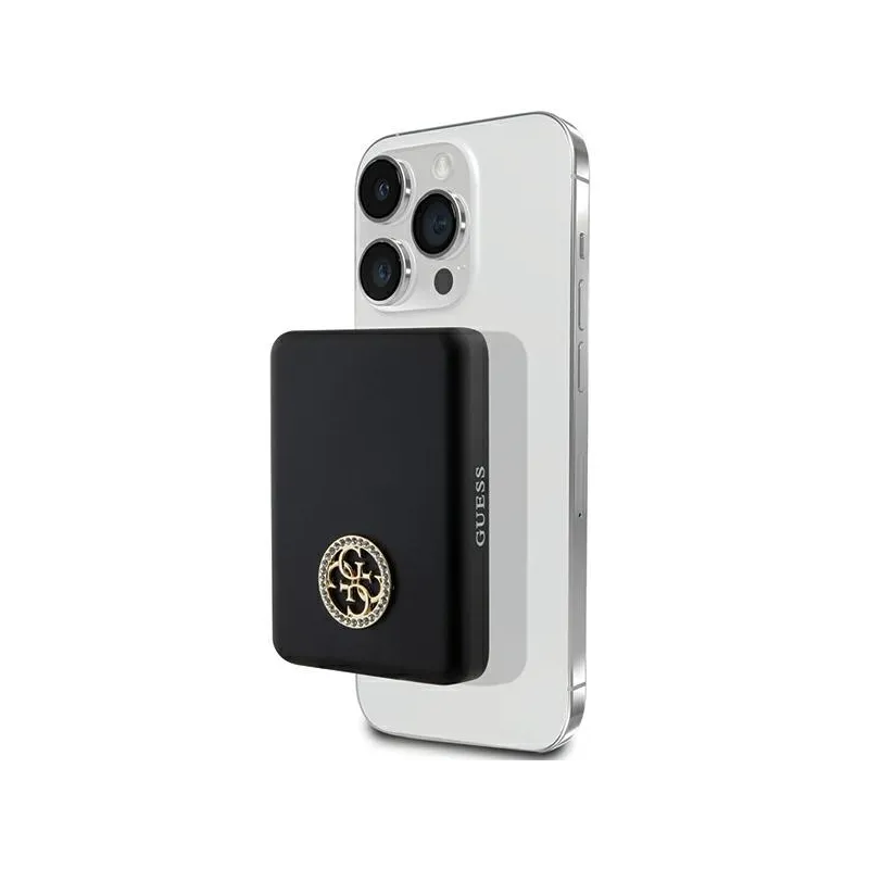 Guess 4G Strassed Metal Logo MagSafe - Power Bank inductive 3000 mAh 5W MagSafe (black)