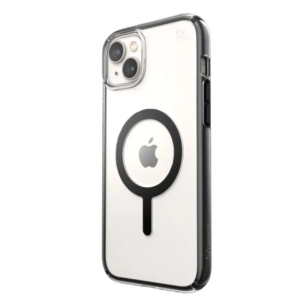 Speck Presidio Perfect-Clear with Impact Geometry + MagSafe - iPhone 15 Plus / 14 Plus Case with MICROBAN Coating (Clear / Black