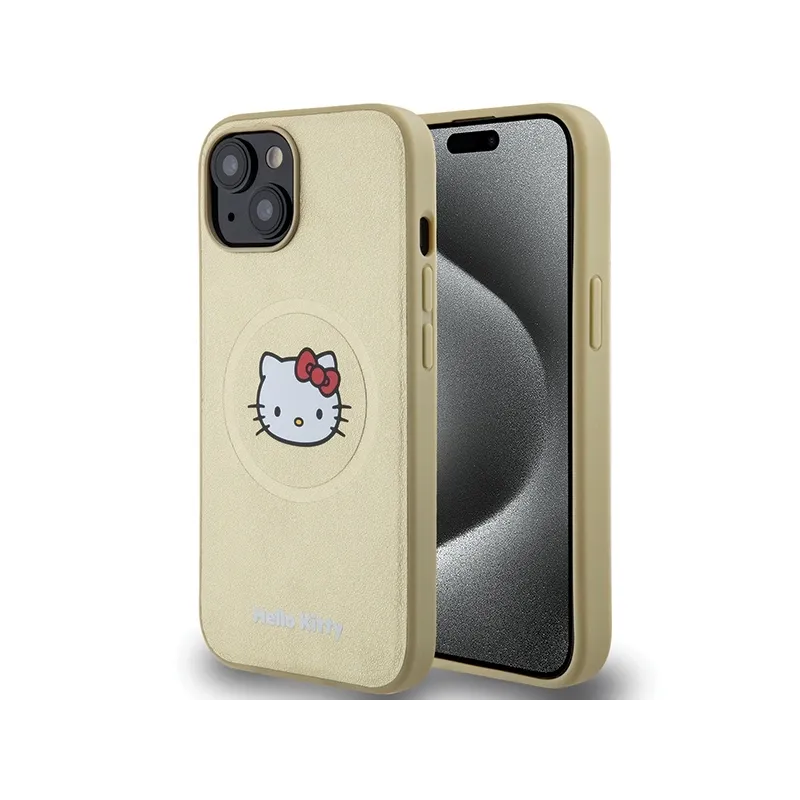 Hello Kitty Leather Kitty Head MagSafe - Case for iPhone 14 (Gold)