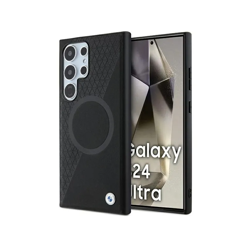 BMW Leather Half Textured & Circle MagSafe - Case for Samsung Galaxy S24 Ultra (black)