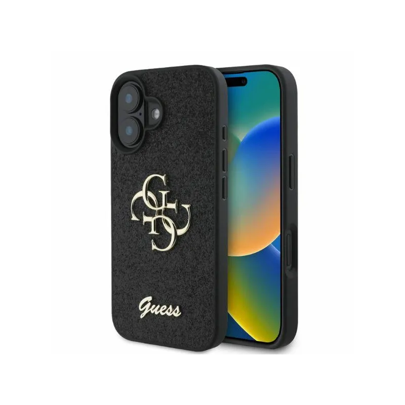 Guess Fixed Glitter Big 4G - Case iPhone 16 (black)