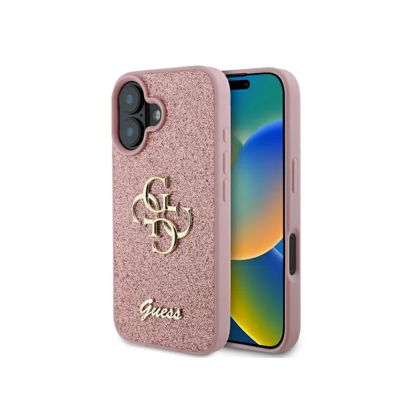 Guess Fixed Glitter Big 4G - Case for iPhone 16 Plus (pink)