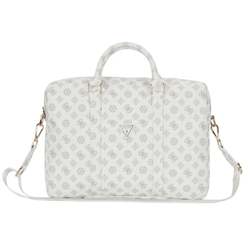 Guess 4G Peony Front Pocket Zipper Triangle Logo - Laptop Bag 16" (white)
