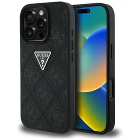Guess Hot Stamp 4G Pattern Triangle Metal Logo - Case for iPhone 16 Pro Max (black)