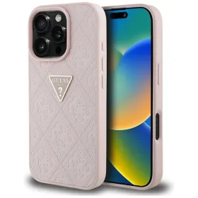 Guess Hot Stamp 4G Pattern Triangle Metal Logo - Case for iPhone 16 Pro Max (pink)