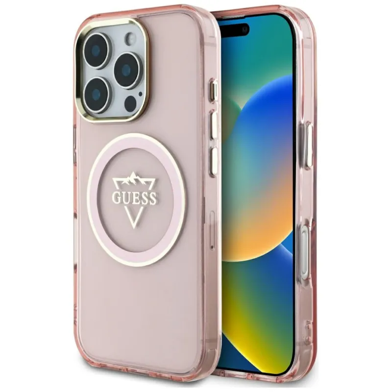 Guess IML Metal Mountain Logo MagSafe - Case for iPhone 16 Pro (pink)