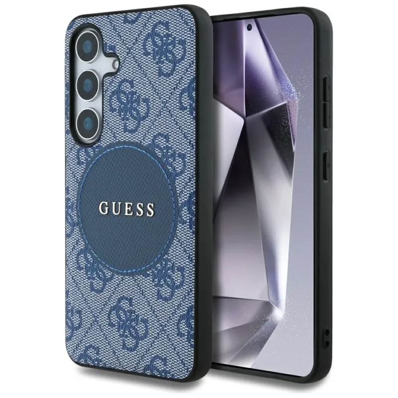 Guess 4G Round Patch Classic Logo MagSafe - Case for Samsung Galaxy S25 (blue)