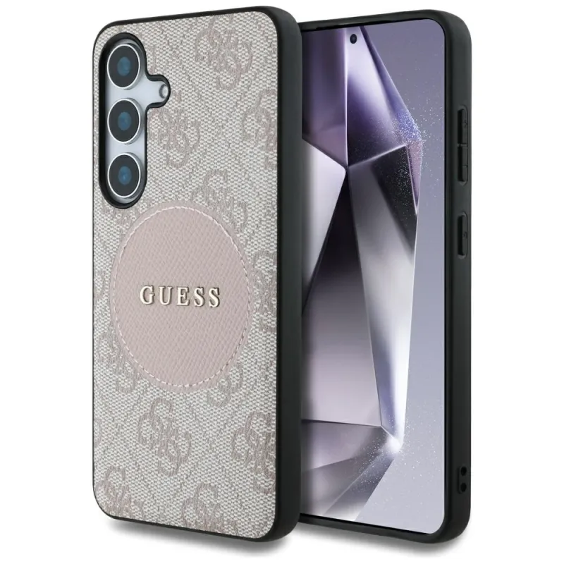 Guess 4G Round Patch Classic Logo MagSafe - Case for Samsung Galaxy S25 (pink)