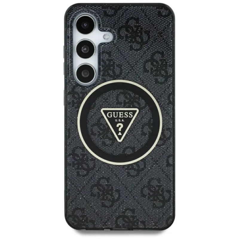 Guess 4G Glitter Triangle Buttons MagSafe - Case for Samsung Galaxy S25 Ultra (black)