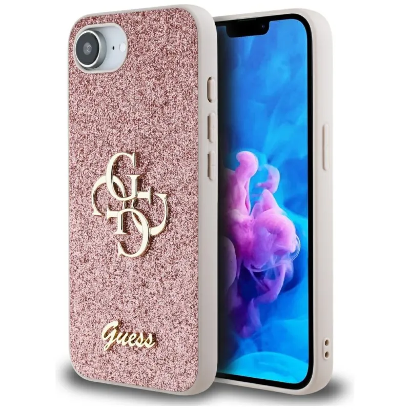 Guess Fixed Glitter Big 4G - Case for iPhone 16e (pink)