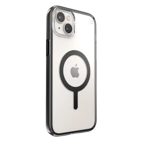 Speck Presidio Perfect-Clear with Impact Geometry + MagSafe - iPhone 15 Plus / 14 Plus Case with MICROBAN Coating (Clear / Black