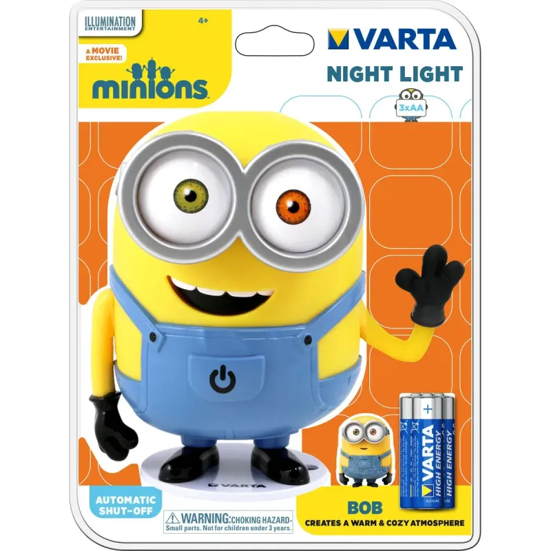 Naktinė lemputė Minions Varta geltona daugiaspalvė