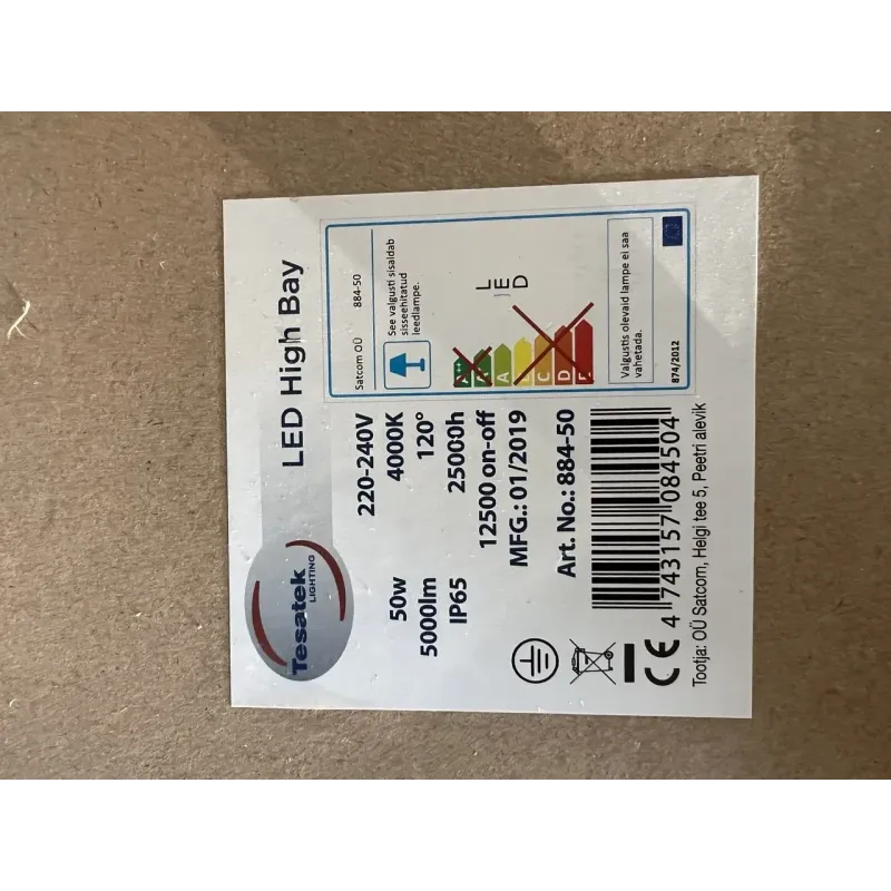 50W 5000lm IP65 LED-kõrgvalgusti