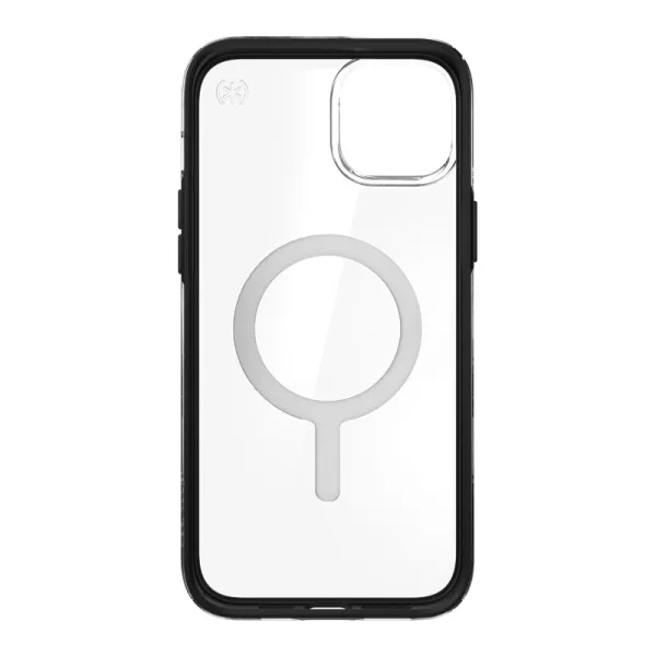 Speck Presidio Perfect-Clear with Impact Geometry + MagSafe - iPhone 15 Plus / 14 Plus Case with MICROBAN Coating (Clear / Black
