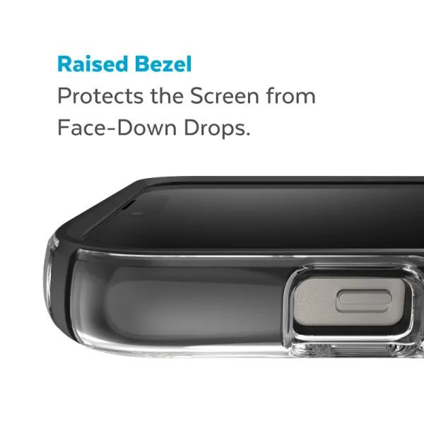 Speck Presidio Perfect-Clear with Impact Geometry + MagSafe - iPhone 15 Plus / 14 Plus Case with MICROBAN Coating (Clear / Black