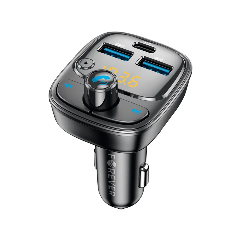FM-передатчик Forever Bluetooth 2 x USB-A 1 x USB-C PD 30W TR-370 черный