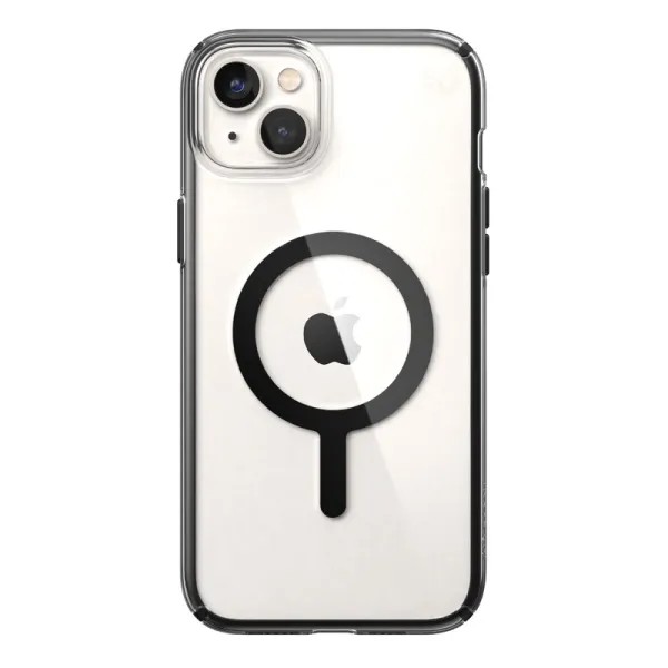 Speck Presidio Perfect-Clear with Impact Geometry + MagSafe - iPhone 15 Plus / 14 Plus Case with MICROBAN Coating (Clear / Black