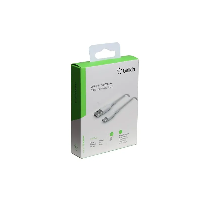 USB A - USB-C kabelis Belkin CAB001BT2MWH Balta 2 m