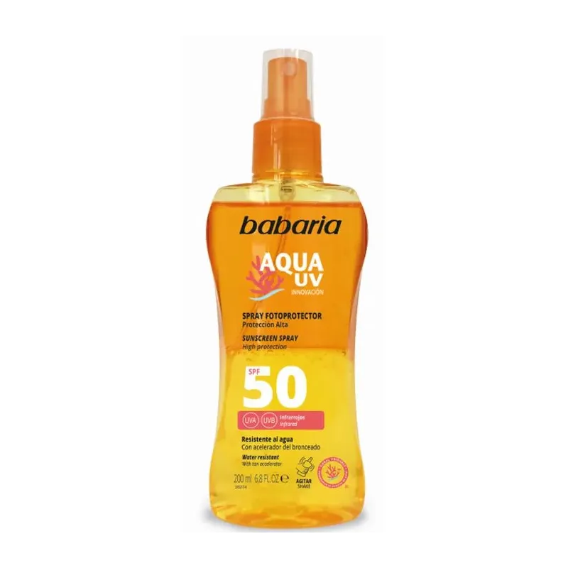 Vartalon aurinkosuojasuihke Babaria Solar Aqua Uv Spf 50 200 ml