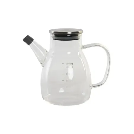 Indelis aliejui DKD Home Decor 17 x 10 x 15,5 cm Sidabras Nerūdijantis plienas 550 ml Borosilikatinis stiklas