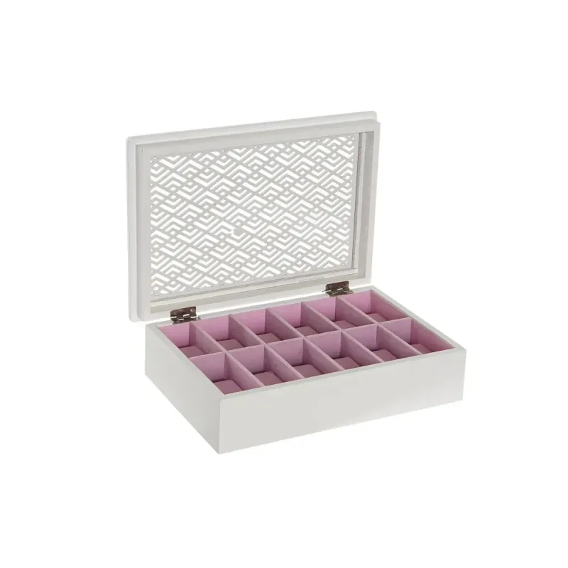 Pulksteņu kaste DKD Home Decor Balts Gaiši Rozā Stikls Koks MDF 29 x 20 x 9 cm (12 gb.)